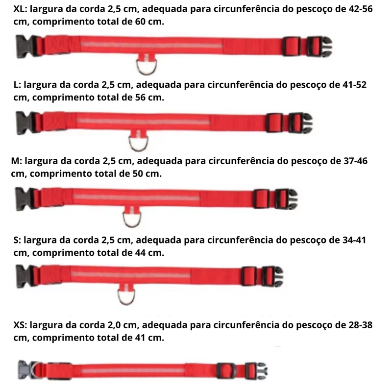 Coleira de Segurança LED para Cães – Brilho Fluorescente Noturno